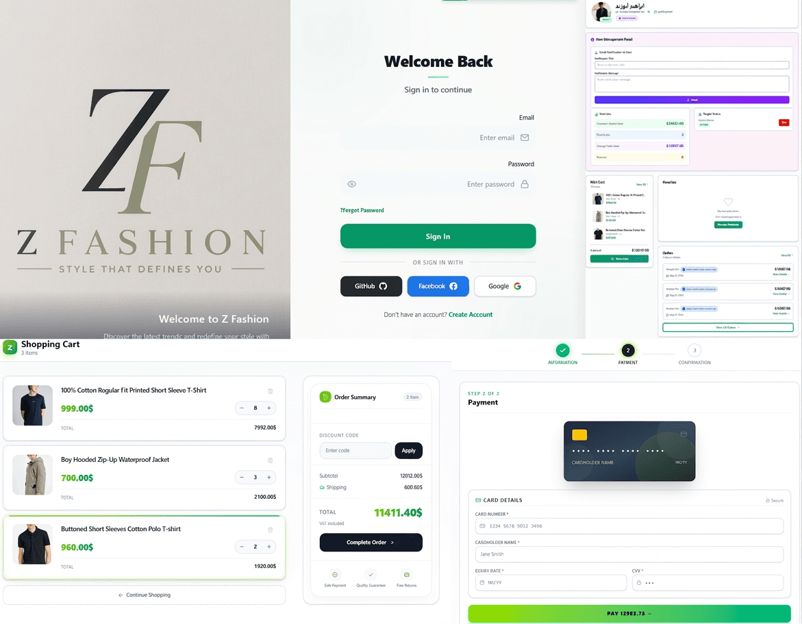 ZFashion category presentation screen
